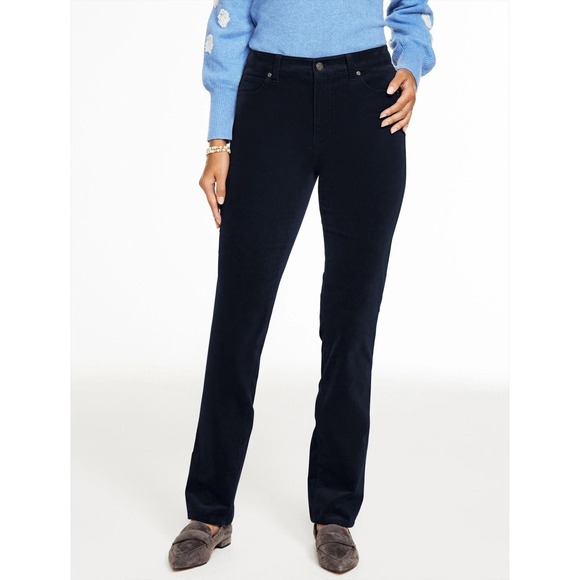 Talbots Pants Womens 14P Navy Blue Corduroy Straight Leg Five Pocket Stretch - Picture 1 of 9